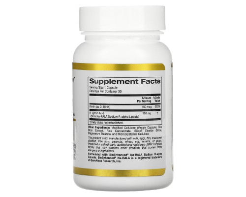 California Gold Nutrition, Stabilized R-Lipoic Acid, 30 Veggie Capsules California Gold Nutrition, Stabilized R-Lipoic Acid, 30 Veggie Capsules