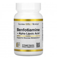 California Gold Nutrition, Benfotiamine + Alpha Lipoic Acid, 30 Veggie Capsules
