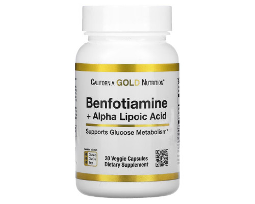 California Gold Nutrition, Benfotiamine + Alpha Lipoic Acid, 30 Veggie Capsules California Gold Nutrition, Benfotiamine + Alpha Lipoic Acid, 30 Veggie Capsules