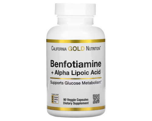 California Gold Nutrition, бенфотиамин с альфа-липоевой кислотой, 90 вегетарианских капсул California Gold Nutrition, бенфотиамин с альфа-липоевой кислотой, 90 вегетарианских капсул