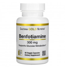 California Gold Nutrition, Benfotiamine, 300 mg, 90 Veggie Capsules