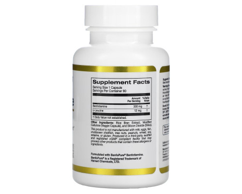 California Gold Nutrition, Benfotiamine, 300 mg, 90 Veggie Capsules California Gold Nutrition, Benfotiamine, 300 mg, 90 Veggie Capsules
