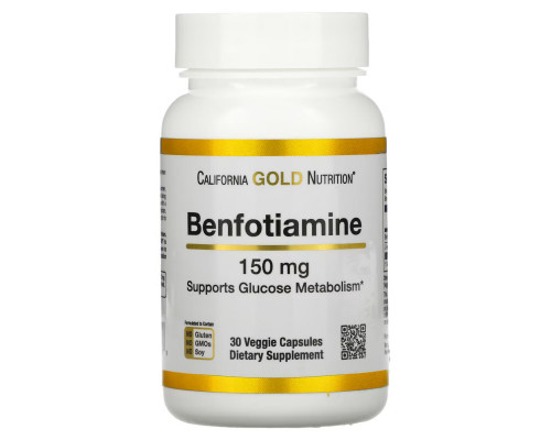 California Gold Nutrition, Benfotiamine, 150 mg, 30 Veggie Capsules California Gold Nutrition, Benfotiamine, 150 mg, 30 Veggie Capsules
