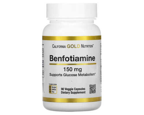 California Gold Nutrition, Benfotiamine, 150 mg, 90 Veggie Capsules California Gold Nutrition, Benfotiamine, 150 mg, 90 Veggie Capsules