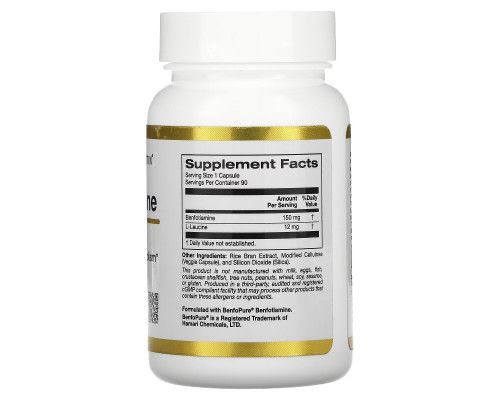 California Gold Nutrition, Benfotiamine, 150 mg, 90 Veggie Capsules California Gold Nutrition, Benfotiamine, 150 mg, 90 Veggie Capsules