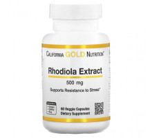 Растительные экстракты и настойки California Gold Nutrition, экстракт родиолы, 500 мг, 60 вегетарианских капсул