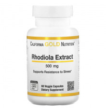 Растительные экстракты и настойки California Gold Nutrition, экстракт родиолы, 500 мг, 60 вегетарианских капсул