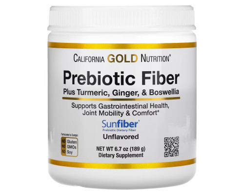 California Gold Nutrition, Prebiotic Fiber Plus Turmeric, Ginger, & Boswellia, 6.7 oz (189 g) California Gold Nutrition, Prebiotic Fiber Plus Turmeric, Ginger, & Boswellia, 6.7 oz (189 g)