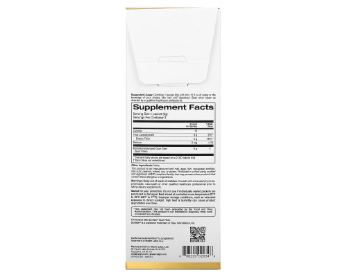 California Gold Nutrition, Prebiotic Fiber, 3 Packets, 0.21 oz (6 g) Each California Gold Nutrition, Prebiotic Fiber, 3 Packets, 0.21 oz (6 g) Each