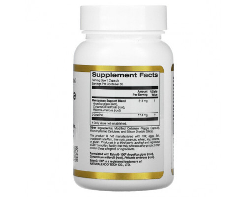 Женское здоровье California Gold Nutrition, добавка для поддержки в период менопаузы, 30 растительных капсул Женское здоровье California Gold Nutrition, добавка для поддержки в период менопаузы, 30 растительных капсул