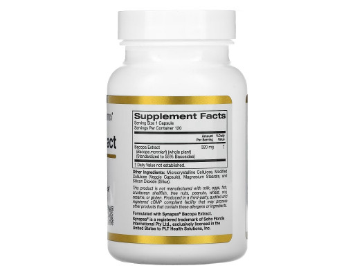 California Gold Nutrition, Bacopa Extract, 320 mg, 120 Veggie Capsules California Gold Nutrition, Bacopa Extract, 320 mg, 120 Veggie Capsules