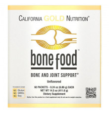 Для мышц и суставов California Gold Nutrition, Bone Food, для поддержки здоровья костей и суставов, 60 пакетиков по 6,83 г (0,24 унции)