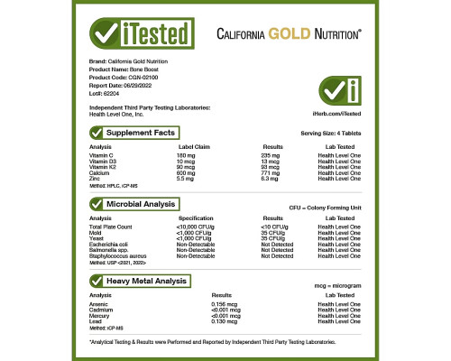 California Gold Nutrition, Bone Boost, 120 Tablets California Gold Nutrition, Bone Boost, 120 Tablets