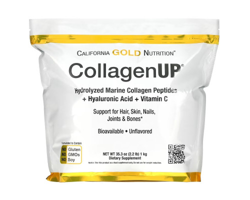 California Gold Nutrition, CollagenUP, Hydrolyzed Marine Collagen Peptides with Hyaluronic Acid and Vitamin C, Unflavored, 2.2 lbs (1 kg) California Gold Nutrition, CollagenUP, Hydrolyzed Marine Collagen Peptides with Hyaluronic Acid and Vitamin C, Unflavored, 2.2 lbs (1 kg)