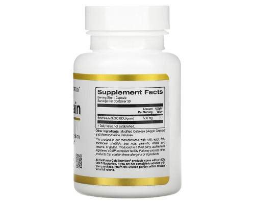 California Gold Nutrition, Bromelain, 500 mg, 30 Veggie Capsules California Gold Nutrition, Bromelain, 500 mg, 30 Veggie Capsules
