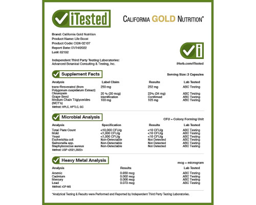 California Gold Nutrition, Life Boost, 180 Veggie Capsules California Gold Nutrition, Life Boost, 180 Veggie Capsules