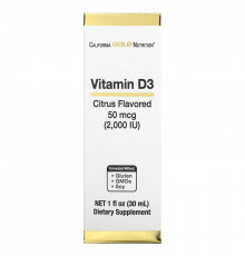 California Gold Nutrition, витамин D3 (цитрус), 2000 МЕ, 30 мл (1 жидк. унция)
