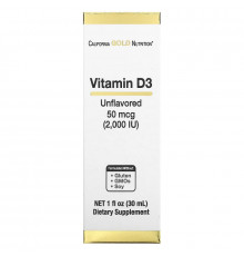 California Gold Nutrition, Vitamin D3 (Unflavored), 2,000 IU, 1 fl oz (30 ml)