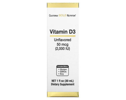 California Gold Nutrition, Vitamin D3 (Unflavored), 2,000 IU, 1 fl oz (30 ml) California Gold Nutrition, Vitamin D3 (Unflavored), 2,000 IU, 1 fl oz (30 ml)