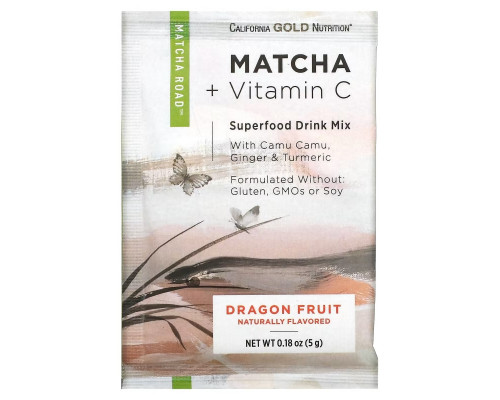 California Gold Nutrition, MATCHA ROAD, Matcha + Vitamin C - Dragon Fruit, 10 Count California Gold Nutrition, MATCHA ROAD, Matcha + Vitamin C - Dragon Fruit, 10 Count