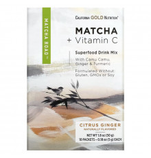 California Gold Nutrition, MATCHA ROAD, Matcha + Vitamin C - Citrus Ginger, 10 Count