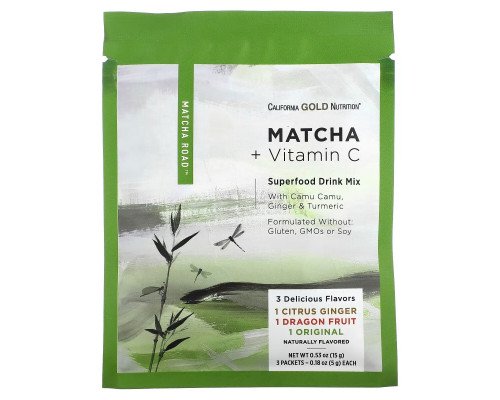 California Gold Nutrition, MATCHA ROAD, матча + витамин C — набор пробников, 3 шт. California Gold Nutrition, MATCHA ROAD, матча + витамин C — набор пробников, 3 шт.