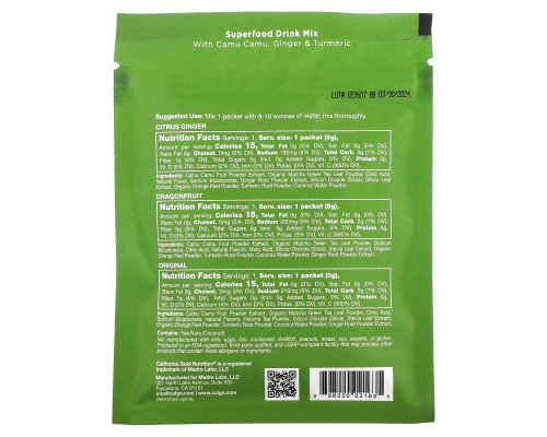 California Gold Nutrition, MATCHA ROAD, матча + витамин C — набор пробников, 3 шт. California Gold Nutrition, MATCHA ROAD, матча + витамин C — набор пробников, 3 шт.