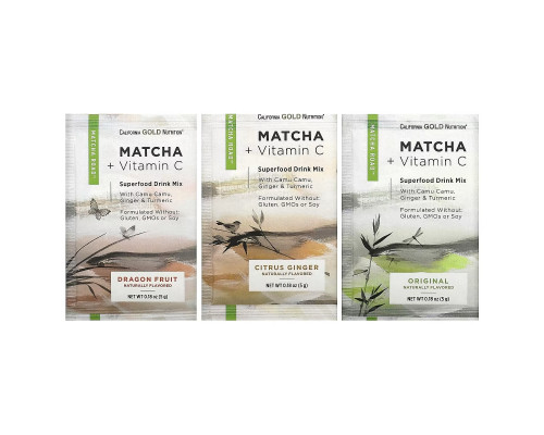 California Gold Nutrition, MATCHA ROAD, матча + витамин C — набор пробников, 3 шт. California Gold Nutrition, MATCHA ROAD, матча + витамин C — набор пробников, 3 шт.