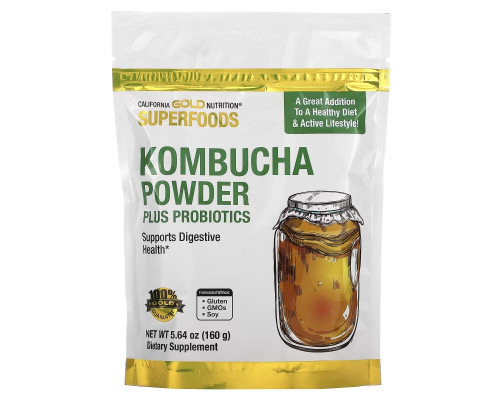 California Gold Nutrition, SUPERFOODS - Kombucha Powder Plus Probiotics, 5.64 oz (160 g) California Gold Nutrition, SUPERFOODS - Kombucha Powder Plus Probiotics, 5.64 oz (160 g)