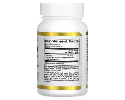 California Gold Nutrition, Huperzine A, 250 mcg, 30 Veggie Capsules California Gold Nutrition, Huperzine A, 250 mcg, 30 Veggie Capsules