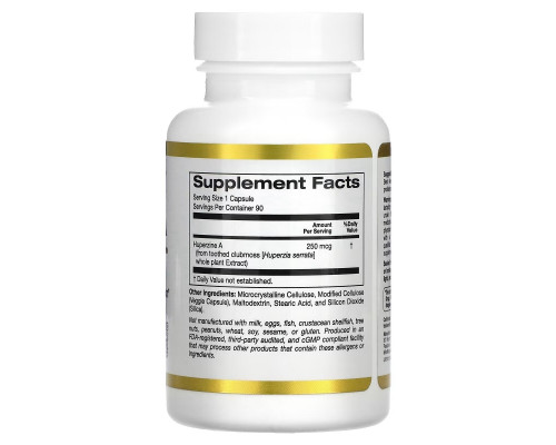 California Gold Nutrition, гуперзин А, 250 мкг, 90 растительных капсул California Gold Nutrition, гуперзин А, 250 мкг, 90 растительных капсул