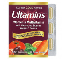 Витаминно-минеральные комплексы Ultamins Women's Multivitamin with CoQ10, Mushrooms, Enzymes, Veggies & Berries, 60 Veggie Capsules
