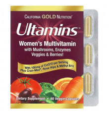 Витаминно-минеральные комплексы Ultamins Women's Multivitamin with CoQ10, Mushrooms, Enzymes, Veggies & Berries, 60 Veggie Capsules