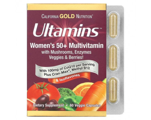 Витаминно-минеральные комплексы Ultamins Women's 50+ Multivitamin with CoQ10, Mushrooms, Enzymes, Veggies & Berries, 60 Veggie Capsules Витаминно-минеральные комплексы Ultamins Women's 50+ Multivitamin with CoQ10, Mushrooms, Enzymes, Veggies & Berries, 60 Veggie Capsules