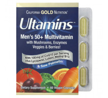 Мужское здоровье Ultamins Men's 50+ Multivitamin with CoQ10, Mushrooms, Enzymes, Veggies & Berries, 60 Veggie Capsules