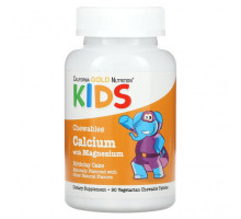 Детское здоровье California Gold Nutrition, Жевательные таблетки с кальцием и магнием для детей, со вкусом праздничного торта, 90 вегетарианских таблеток