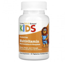 Витаминно-минеральные комплексы California Gold Nutrition, жевательные мультивитамины с пробиотиками и ферментами для детей, фруктовое ассорти, 60 вегетарианских таблеток