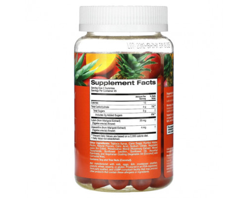 Лютеин, зеаксантин California Gold Nutrition, жевательные таблетки с лютеином и зеаксантином, вкус тропических фруктов, 90 вегетарианских жевательных таблеток Лютеин, зеаксантин California Gold Nutrition, жевательные таблетки с лютеином и зеаксантином, вкус тропических фруктов, 90 вегетарианских жевательных таблеток