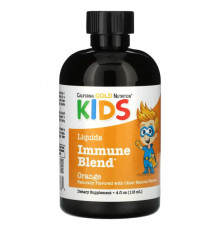 Детское здоровье California Gold Nutrition, жидкая смесь для укрепления иммунитета для детей, без спирта, апельсиновый вкус, 118 мл (4 жидк. унции)