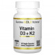 Витамин К California Gold Nutrition, витамины D3 и К2, 60 растительных капсул