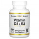 Витамин К California Gold Nutrition, витамины D3 и К2, 180 растительных капсул