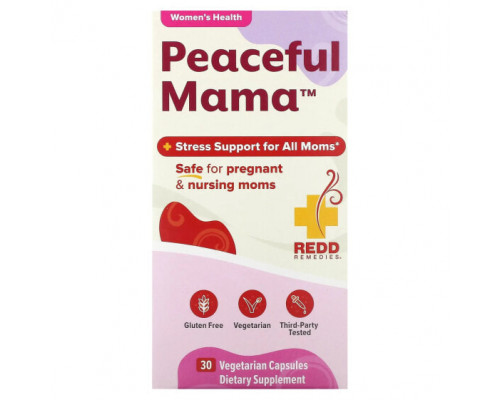 Женское здоровье Redd Remedies, Peaceful Mama, 30 вегетарианских капсул Женское здоровье Redd Remedies, Peaceful Mama, 30 вегетарианских капсул