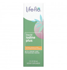 Life Flo Health, Жидкий Йод Плюс Жидкие Капли, Натуральный Апельсиновый Вкус, 2 жидких унции (59 мл)