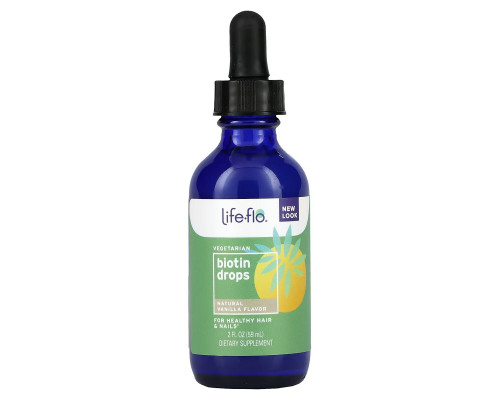 Life-flo, Biotin Drops, For Healthy Hair & Nails, Natural Vanilla Flavor, 10,000 mcg , 2 fl oz (60 ml) Life-flo, Biotin Drops, For Healthy Hair & Nails, Natural Vanilla Flavor, 10,000 mcg , 2 fl oz (60 ml)