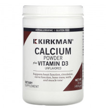 Кальций Kirkman Labs, Кальций с витамином D3, порошок без вкуса, 454 г (16 унций)