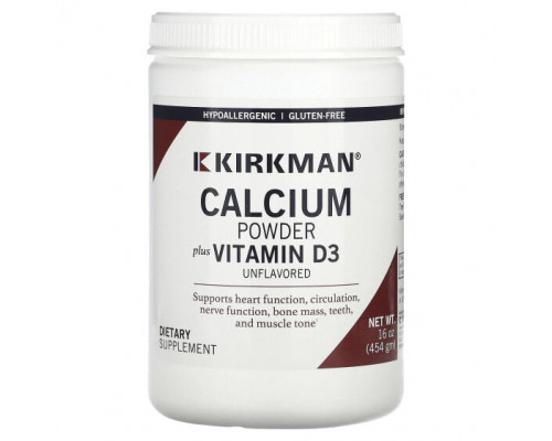 Кальций Kirkman Labs, Кальций с витамином D3, порошок без вкуса, 454 г (16 унций) Кальций Kirkman Labs, Кальций с витамином D3, порошок без вкуса, 454 г (16 унций)