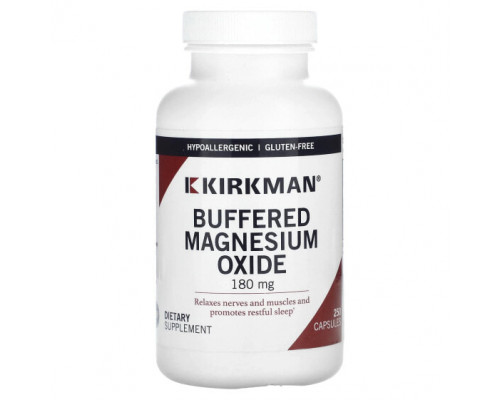 Магний Kirkman Labs, Буферизованный оксид магния, 180 мг, 250 капсул Магний Kirkman Labs, Буферизованный оксид магния, 180 мг, 250 капсул