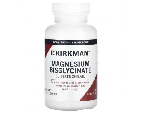 Магний Kirkman Labs, Буферизованный хелат бисглицината магния, 180 капсул Магний Kirkman Labs, Буферизованный хелат бисглицината магния, 180 капсул
