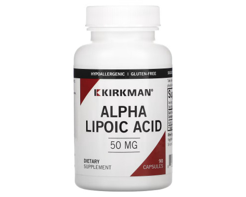 Kirkman Labs, Альфа-липоевая кислота, 50 мг, 90 капсул Kirkman Labs, Альфа-липоевая кислота, 50 мг, 90 капсул