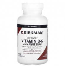 Витамины группы B Kirkman Labs, Жевательные витамины B6 с магнием, пунш из натуральных тропических фруктов, 120 таблеток